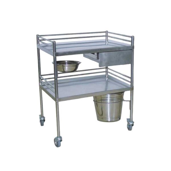 Chariot a pansement inox à 2 plateaux